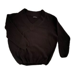 Boohoo black ribbed sweater set